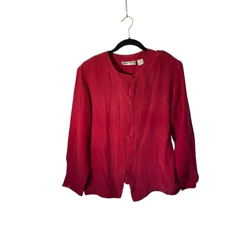 Chelsea young vintage women’s red long sleeve 100% silk blouse 12